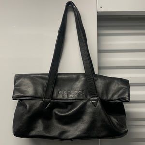 Capacci Shoulder Bag Women’s Black Leather‎ Purse Medium Tote Satchel